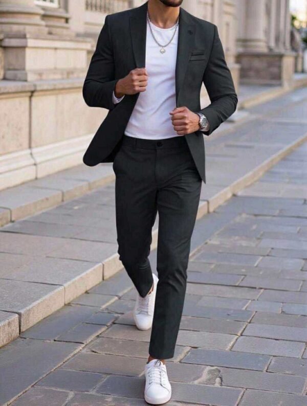 Men's Slim Fit Casual Suit – Modern Black Blazer & Trouser Set
