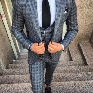 Men's 3-Piece Slim Fit Plaid Suit – Modern Tailored Style