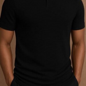 Polo Slim Fit me Teksturë – E Zezë Klasike