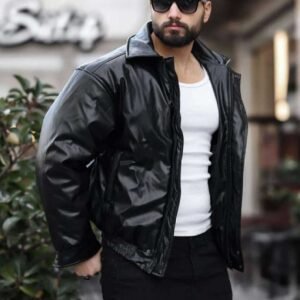 Xhaketë me Efekte Lëkure Shiny Black – Urban Style