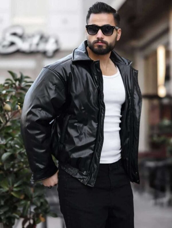 Xhaketë me Efekte Lëkure Shiny Black – Urban Style