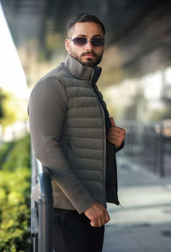 Xhup Bomber Slimfit me Detaje Teksturore – Ngjyrë Gri