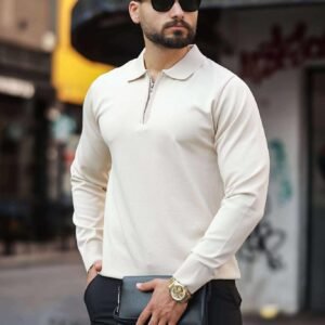 Bluzë Polo me Zip – Ngjyrë Bezh