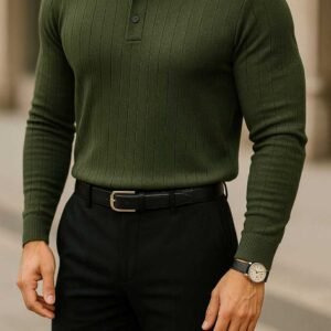 Polo Triko me Vija Vertikale – Ngjyrë Jeshile