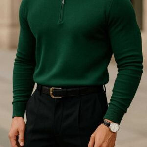 Polo Zip Triko – Ngjyrë Jeshile