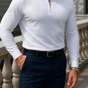 Polo Zip Tee – E Bardhë Elegante