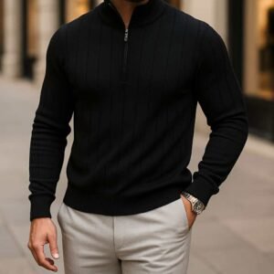 Half-Zip Knit – Black Premium