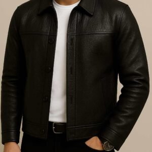 Xhaketë Lëkure me Kopsa – E Zezë Klasike