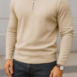 Polo Zip Triko – Ngjyrë Bezhë