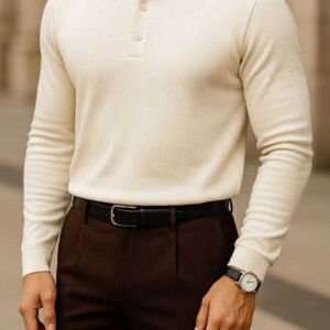 Polo Triko me Vija Vertikale – Ngjyrë Bezhë