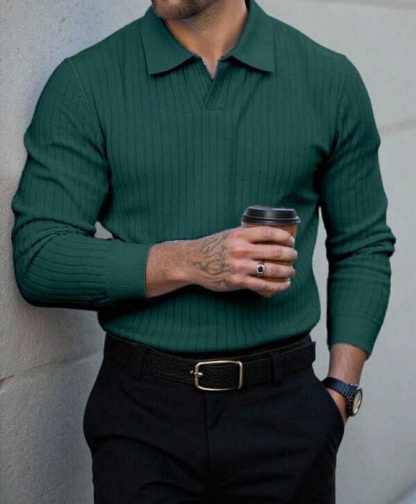 Polo-Knit me Jakë – Ngjyrë e Gjelbër Elegante
