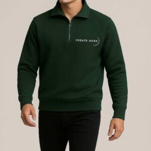 Bluzë gjysmë-zip ngjyrë jeshile e errët