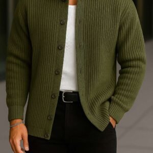 Xhemper “Urban Knit Olive” – Strukturë Premium & Stil Minimalist