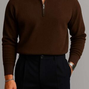 Half-Zip Kafe Premium Oversize  – Elegancë e Ngrohtë & Stil Klasik Urban