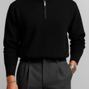 Polo Zip e Zezë Premium Oversize  – Elegancë Urbane & Minimalizëm Modern