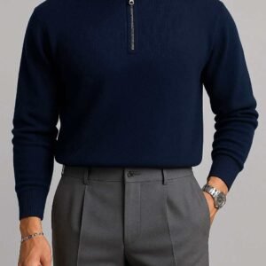 Polo Zip Blu Navy Premium Oversize  – Elegancë Klasike & Stil Urban