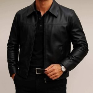 Classic Black Eco-Leather Jacket