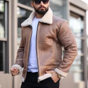 Xhaketë Eco Lëkure Premium me Pelush Bezhë – Koleksioni Dimëror Urban Clothing Store