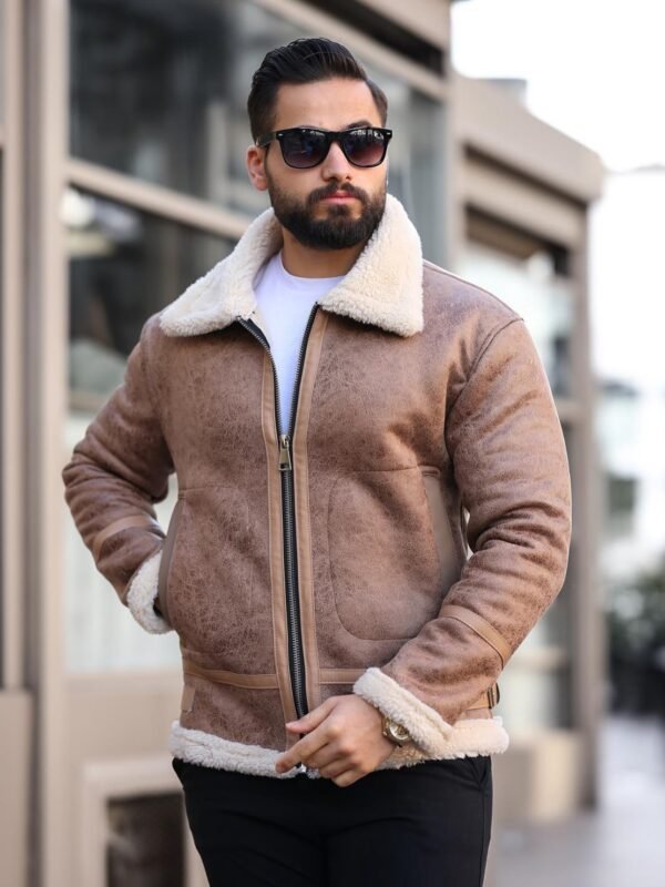 Xhaketë Eco Lëkure Premium me Pelush Bezhë – Koleksioni Dimëror Urban Clothing Store
