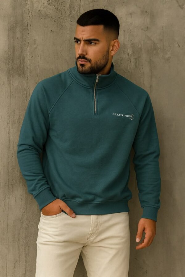 Half Zip Premium “CREATE MORE” – Sweatshirt i Trashë Me Jakë të Lartë