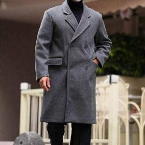Pallto Gri Double-Breasted – Elegancë Urbane & Stil Klasik