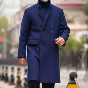 Pallto Blu Navy Double-Breasted – Elegancë Klasike & Stil Modern