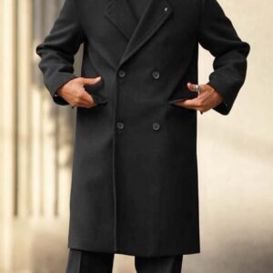 Pallto e Zezë Double-Breasted – Elegancë Klasike & Stil Luksoz