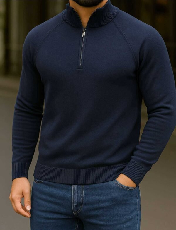 Pulovër Meshkujsh Half-Zip Premium – Slim Fit
