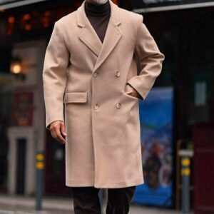 Pallto Bezh Double-Breasted – Elegancë Minimaliste & Stil Premium