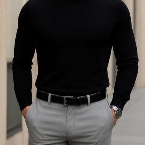 Pulovër Meshkujsh me Golf – Slim Fit Premium