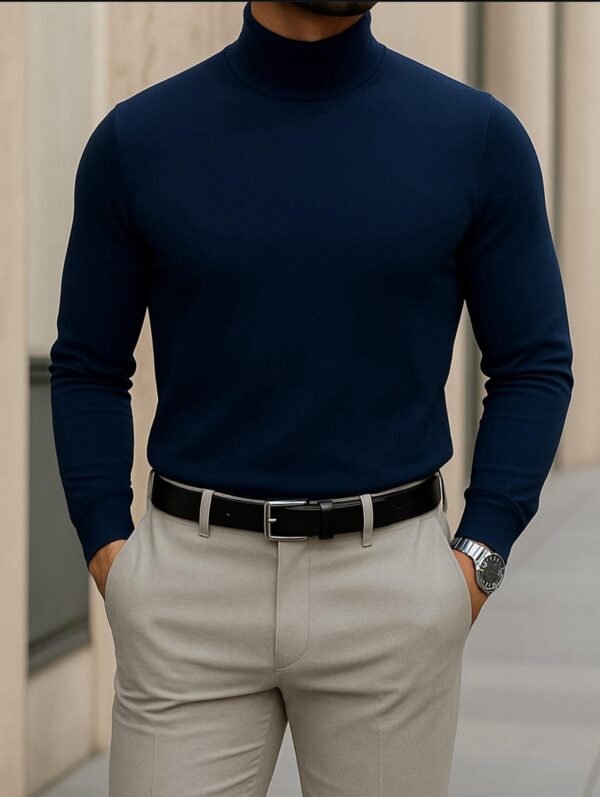 Pulovër Meshkujsh me Golf – Slim Fit Premium