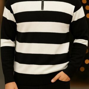 Pulovër Half-Zip me Vija “Urban Stripes”