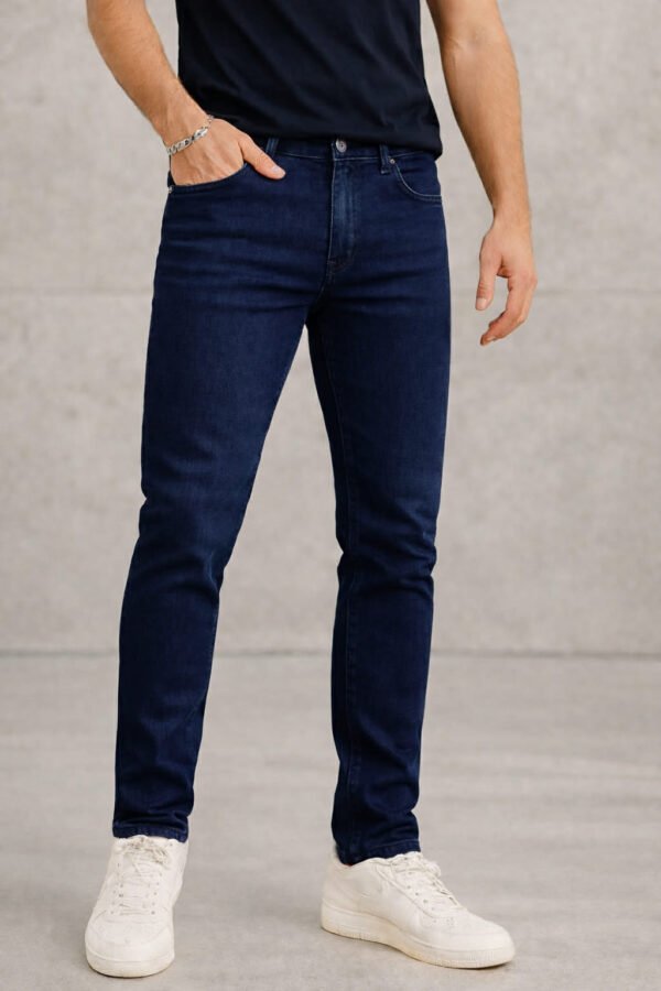 Xhinse Meshkuj Slim Fit – Denim Blu i Errët Klasik
