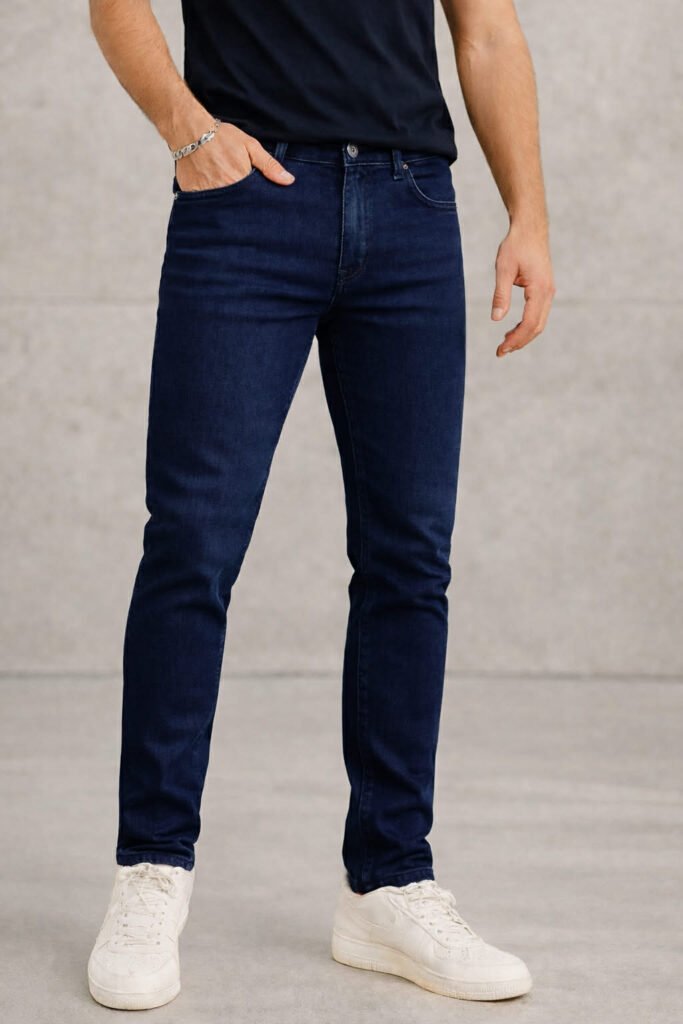 Xhinse Meshkuj Slim Fit – Denim Blu i Errët Klasik