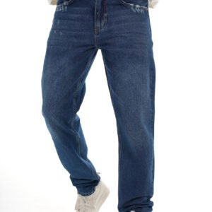 Xhinse Meshkuj Relaxed Fit – Denim Blu i Errët (Dark Blue)