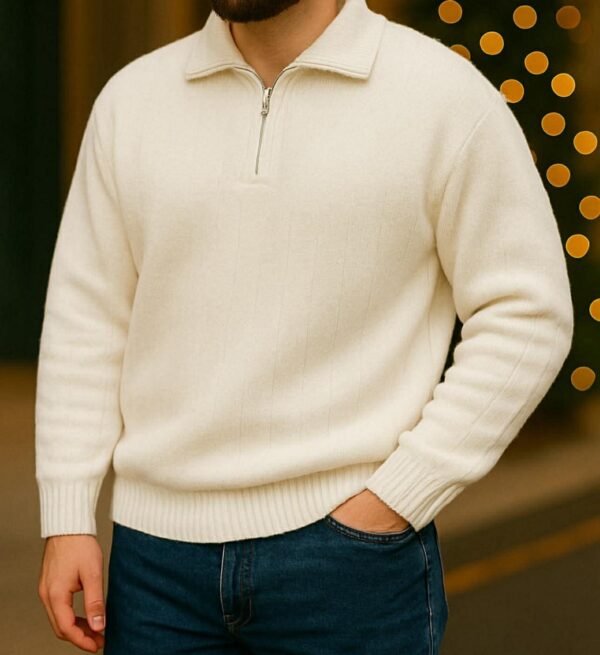 Pulovër Premium Half-Zip për Meshkuj – Pambuk i Butë & Dizajn Elegant