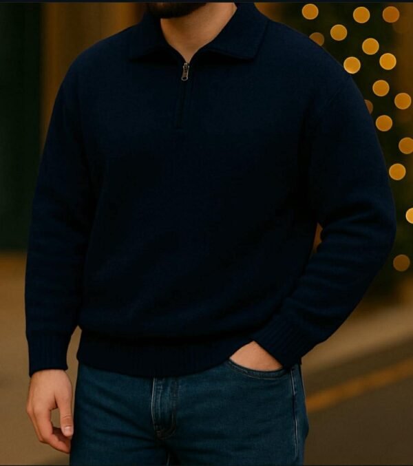 Pulovër Premium Half-Zip për Meshkuj – Pambuk i Butë & Dizajn Elegant