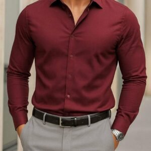 Këmishë Premium Slim Fit për Meshkuj – Bordo Elegant