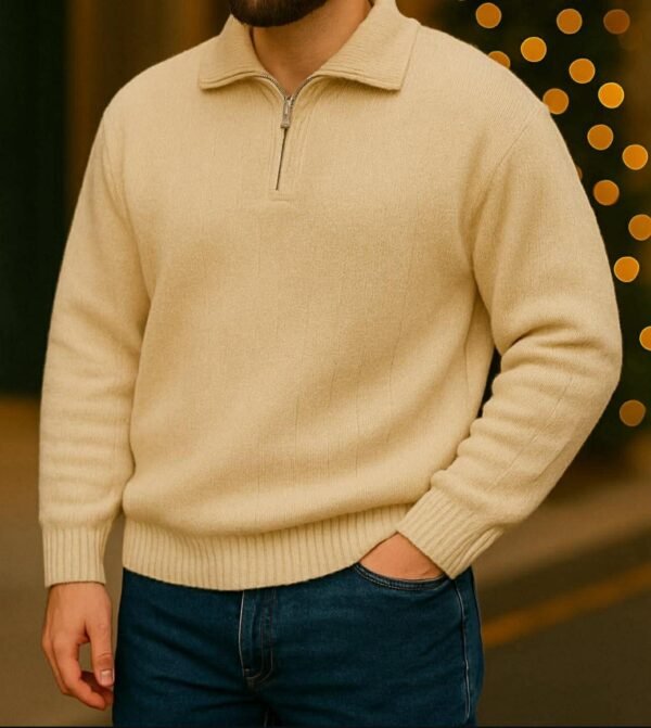Pulovër Premium Half-Zip për Meshkuj – Pambuk i Butë & Dizajn Elegant
