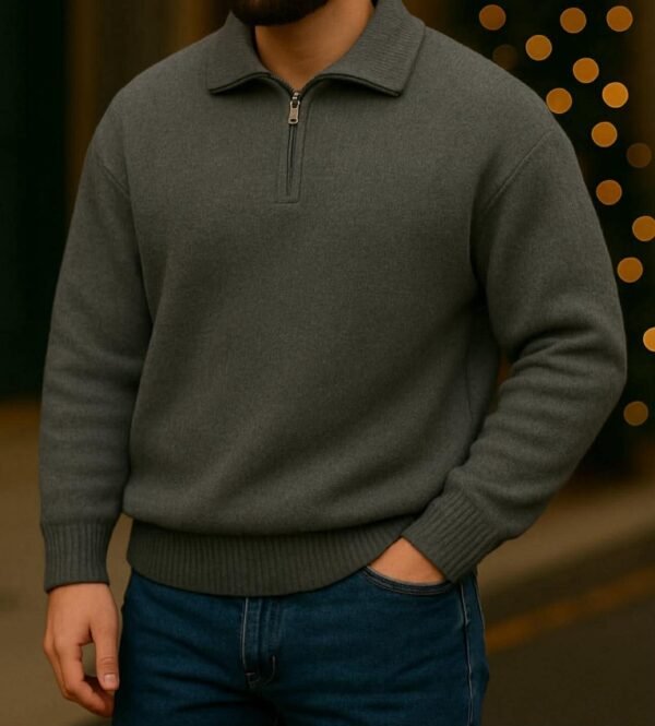 Pulovër Premium Half-Zip për Meshkuj – Pambuk i Butë & Dizajn Elegant