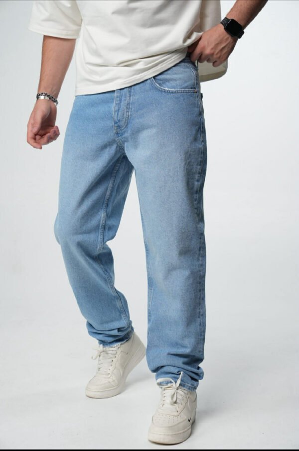 Xhinse Meshkuj Baggy Fit – Denim Blu i Hapët (Light Blue)