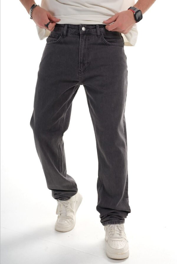 Xhinse Meshkuj Relaxed Fit – Denim Gri i Errët (Charcoal Grey)