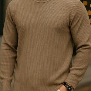Urban Ribbed Knit Sweater – Taupe Classic Fit