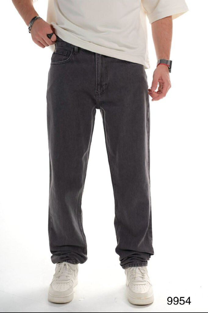 Xhinse Meshkuj Relaxed Fit – Denim Gri i Errët (Charcoal Grey)