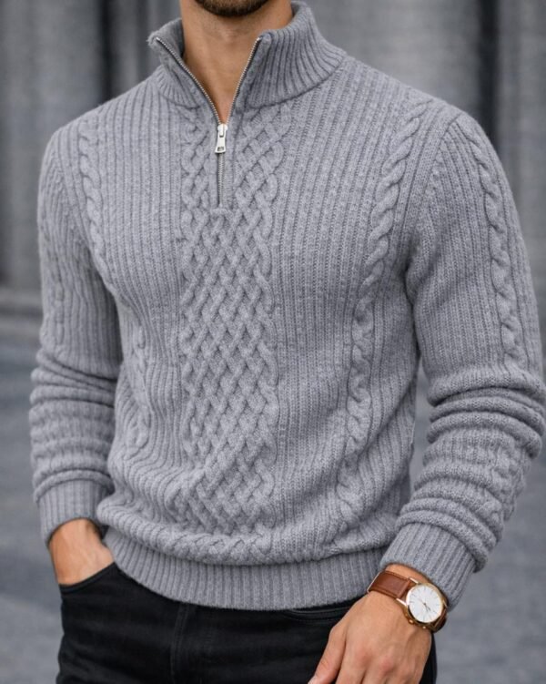 Xhemper Meshkuj Premium Half-Zip – Cable Knit Slim Fit