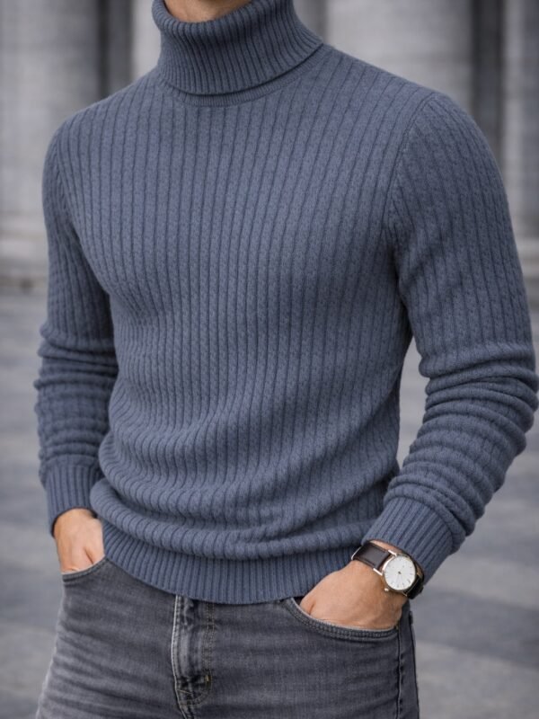 Xhemper Meshkuj Turtleneck Premium – Ribbed Knit Slim Fit