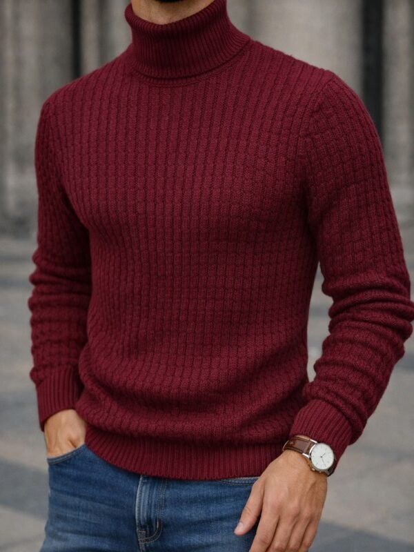 Xhemper Meshkuj Turtleneck Premium – Ribbed Knit Slim Fit