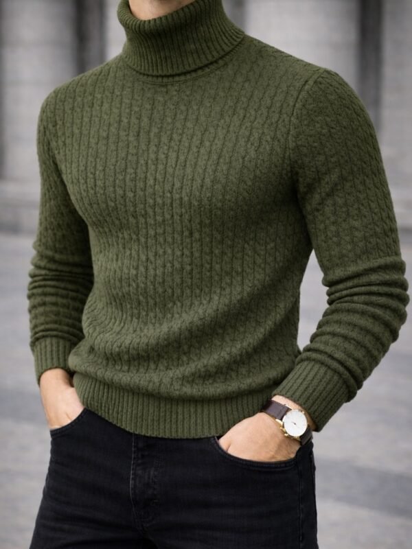 Xhemper Meshkuj Turtleneck Premium – Ribbed Knit Slim Fit