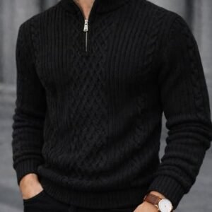 Xhemper Meshkuj Premium Half-Zip – Cable Knit Slim Fit