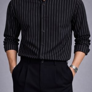 Këmishë Premium Slim Fit me Vija – Black Stripes Edition